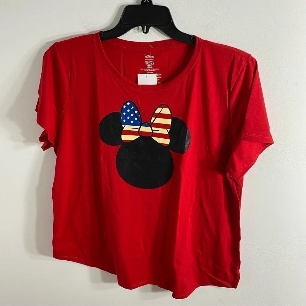 Disney Minnie Mouse Patriotic T-shirt XXL Women’s Red White Blue 4th of July - Picture 1 of 5